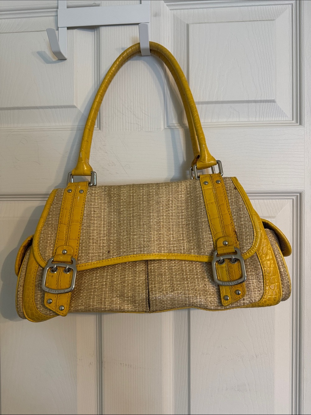 Cole Haan Yellow-Trim Woven Shoulder Bag